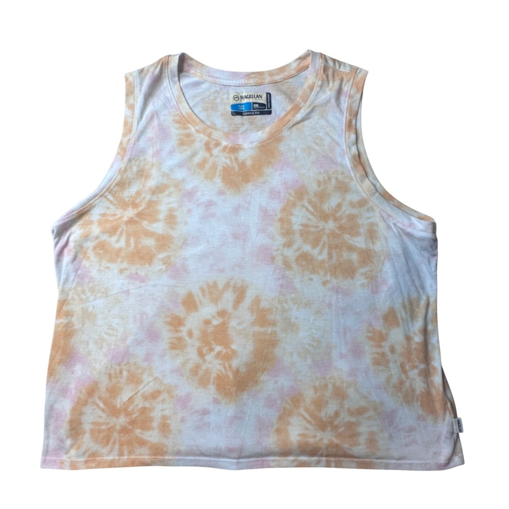 Magellan Tank‎ Top Womens XXL Orange Fish Gear Summerville Tie Dye Performance